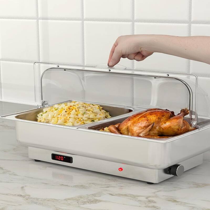 9QT Stainless Steel Insulated Dinner Plate Set Including 1 Full-Size Plate And 2 Half-Size Plates