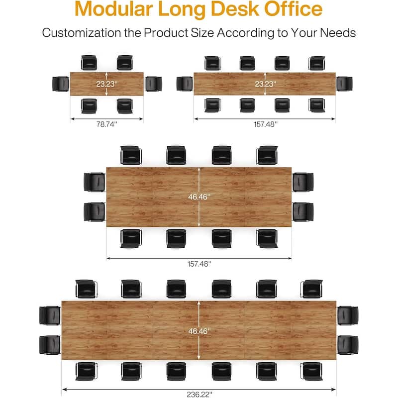 6.5FT Conference Table, Large Rectangle Conference Room Table
