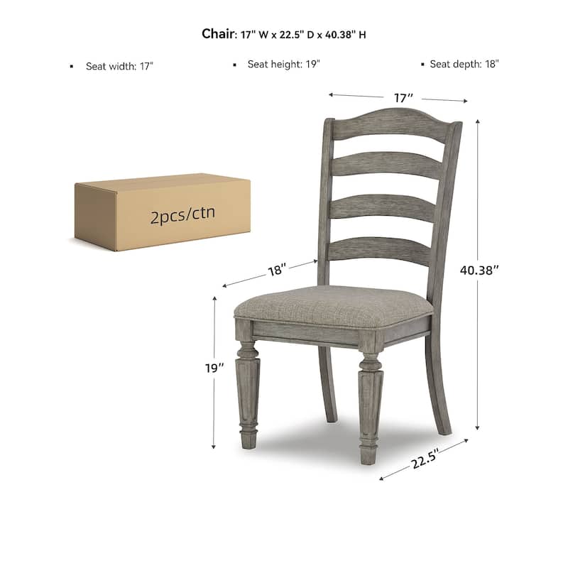 Ashley Furniture Lodenbay Antique Gray Dining Upholstered Side Chair (Set of 2) - 20"W x 25"D x 41"H