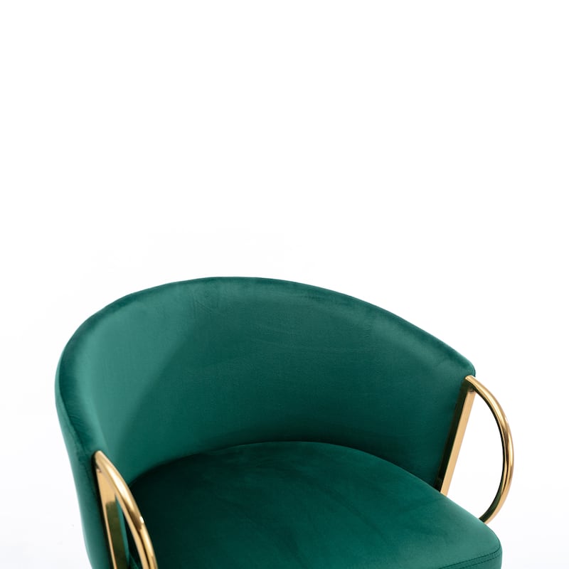 Velvet Bar Stools Set of 2, Counter Height Bar Chairs with Armrests, Kitchen Island Stools with Footrest and Golden Legs
