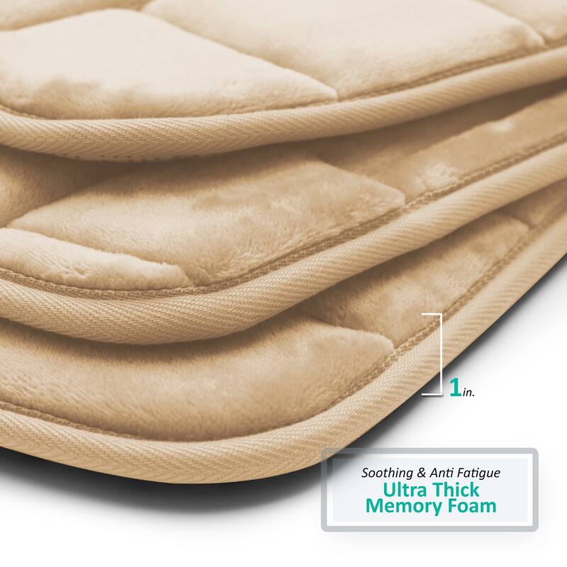Clara Clark Ultra Soft Non Slip and Absorbent Bath Rug - Tiled Velvet Memory Foam Bath Mat