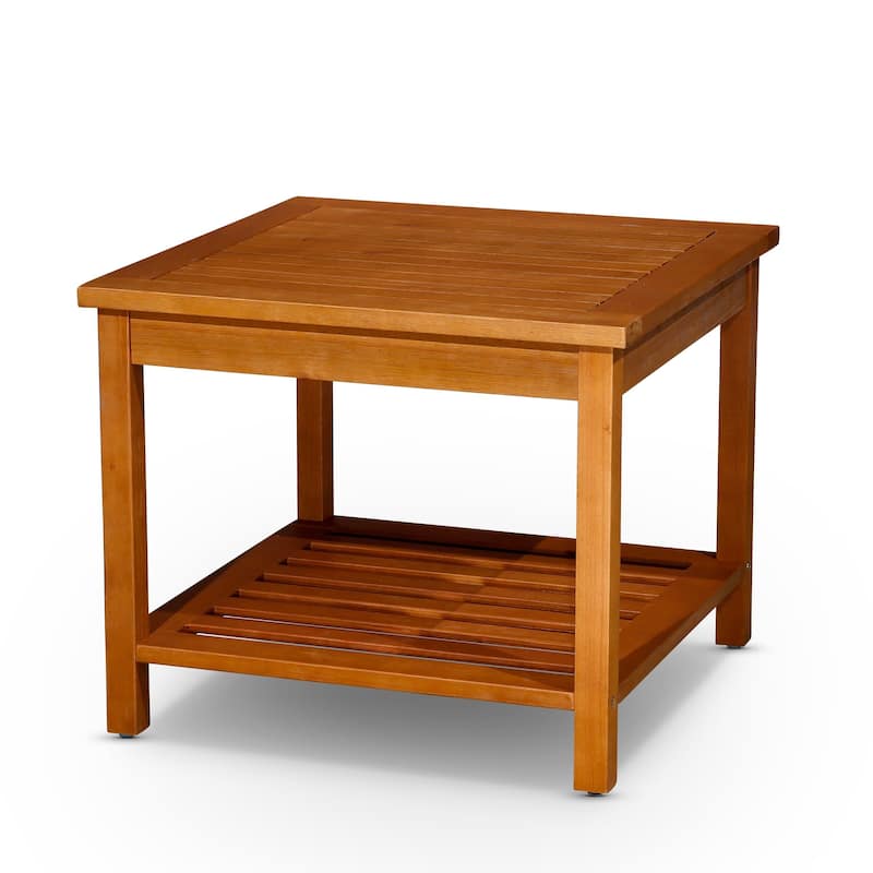 DTY Outdoor Living Longs Peak Eucalyptus 2-Shelf Side Table, Natural Oil