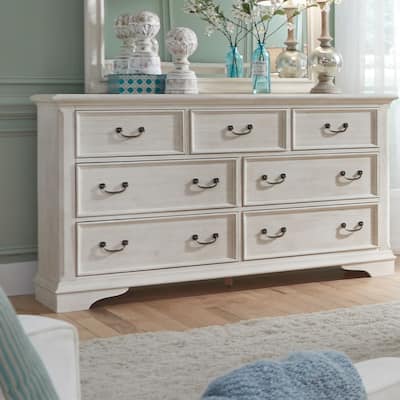 Bayside Antique White with Wire Brushing 7 Drawer Dresser