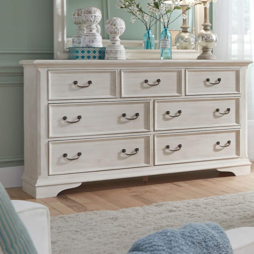 Bayside Antique White with Wire Brushing 7 Drawer Dresser
