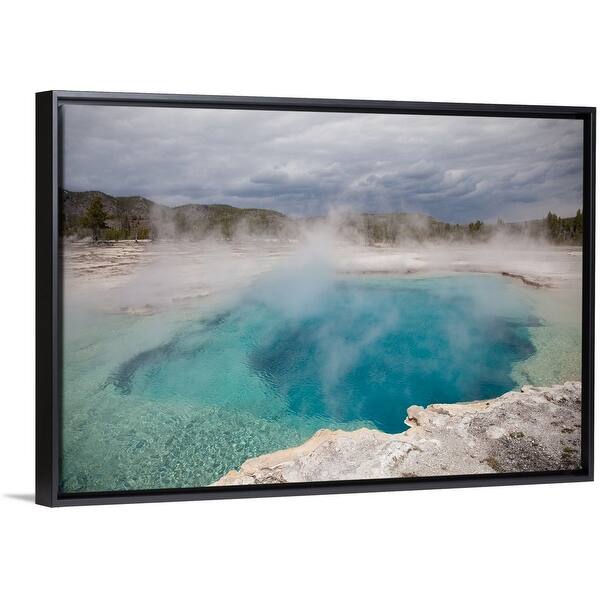 Shop Yellowstone National Park Biscuit Basin Sapphire Pool Black Float Frame Canvas Art Free Shipping Today Overstock 25507248