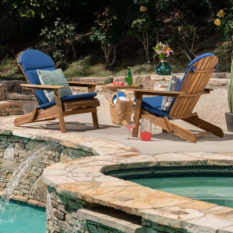 Malibu Adirondack Chair Cushions (Set of 2) by Christopher Knight Home - Navy Blue