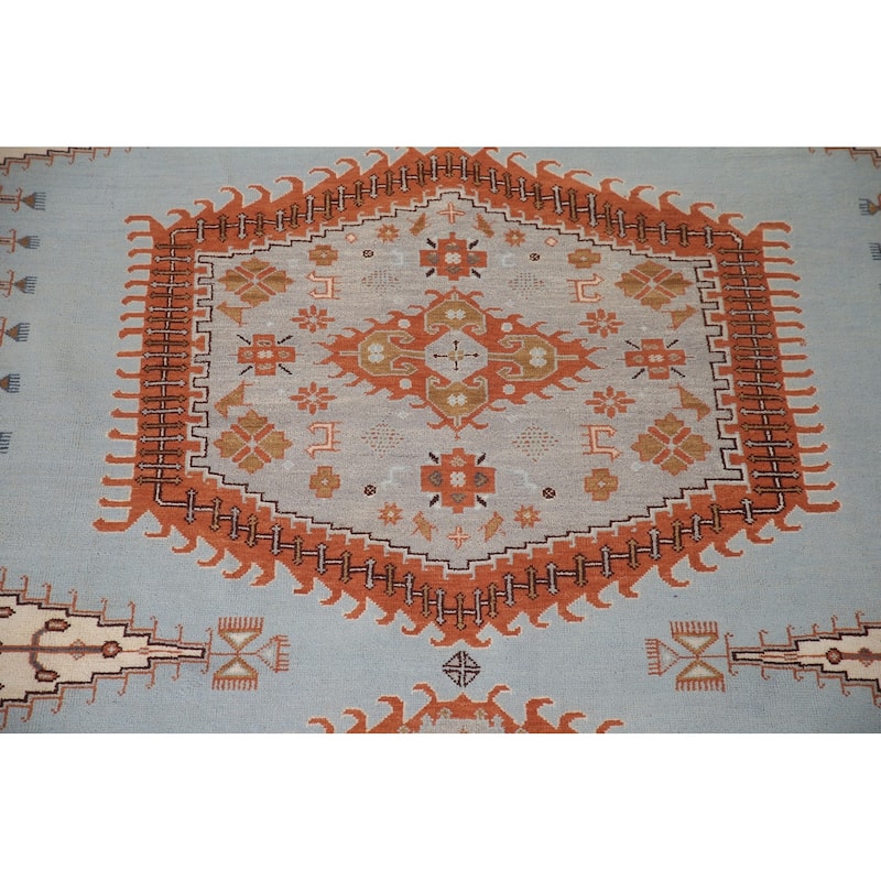 Light Blue Heriz Serapi Oriental Large Area Rug Wool Carpet - 11'3" x 17'10"