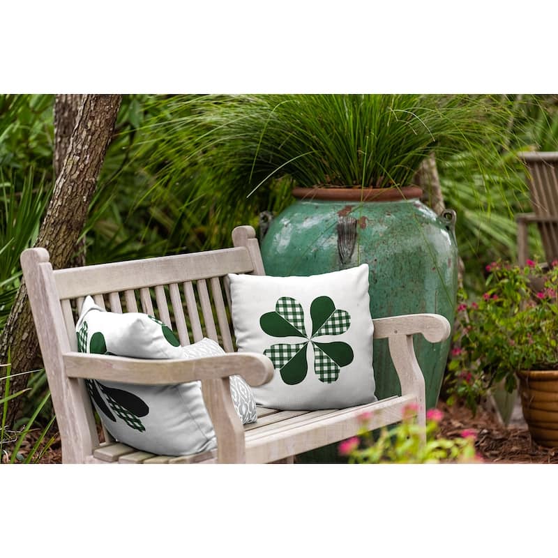 Checkered Clover Indoor/Outdoor Throw Pillow