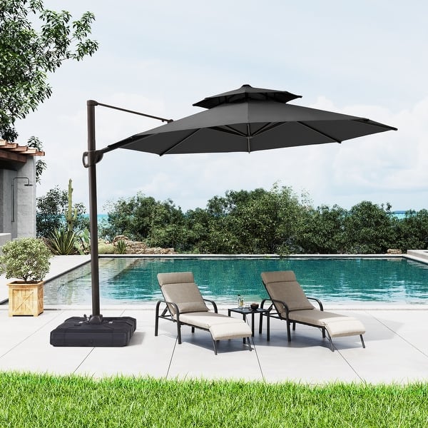 slide 2 of 48, Crestlive Products Luxury 11.5 Ft Patio Cantilever Umbrella with Round Double Top