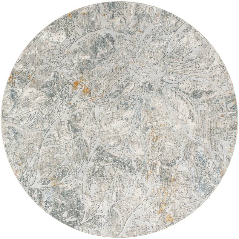 Livabliss Casual Dresden Abstract Area Rug - 7'10" x 7'10" Round - Grey/Slate