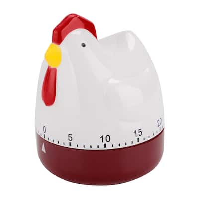 Home Kitchen Cooking Chicken Shaped Mechanical Alarm Timer 60 Seconds - White,Red