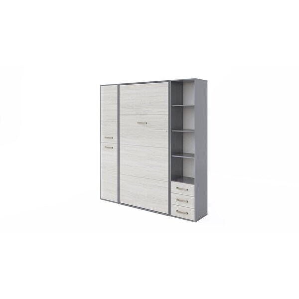 Invento Vertical Wall Bed with 2 cabinets and mattress 35.4 x 78.7