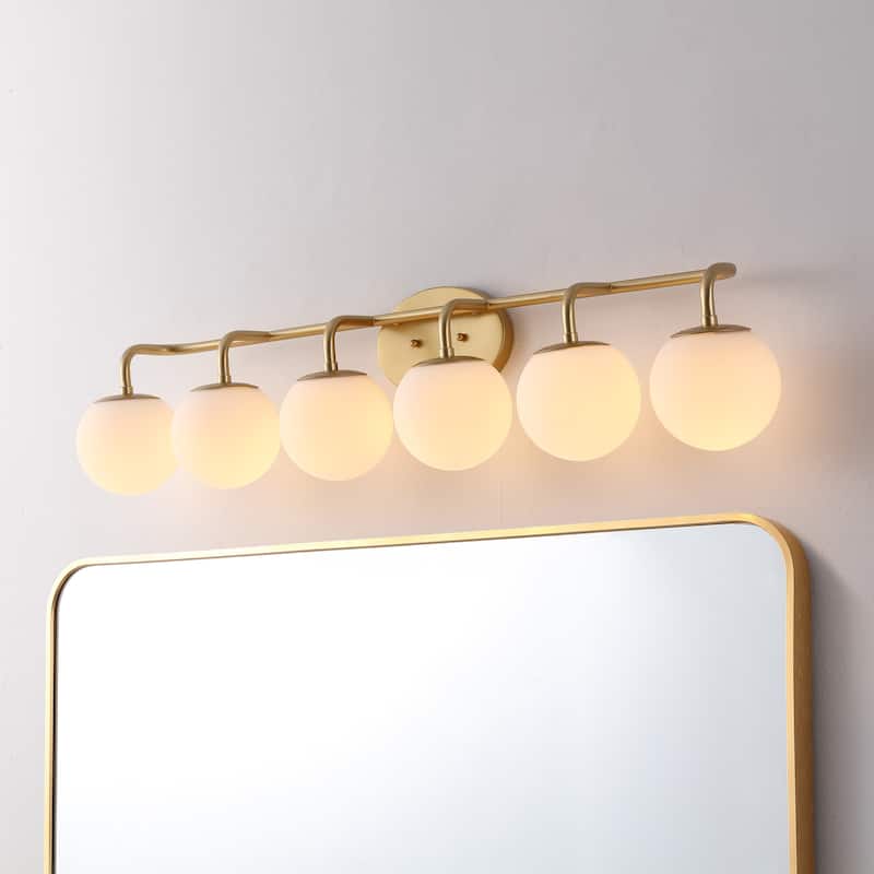 Globe Metal/Frosted Glass Modern LED Vanity, by JONATHAN Y