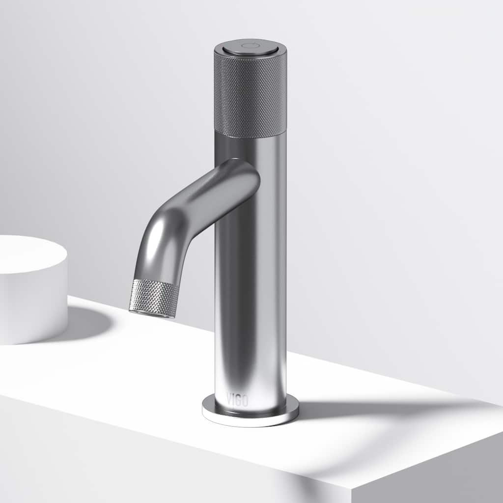 VIGO Apollo 8" H Button Operated Single Hole Bathroom Faucet
