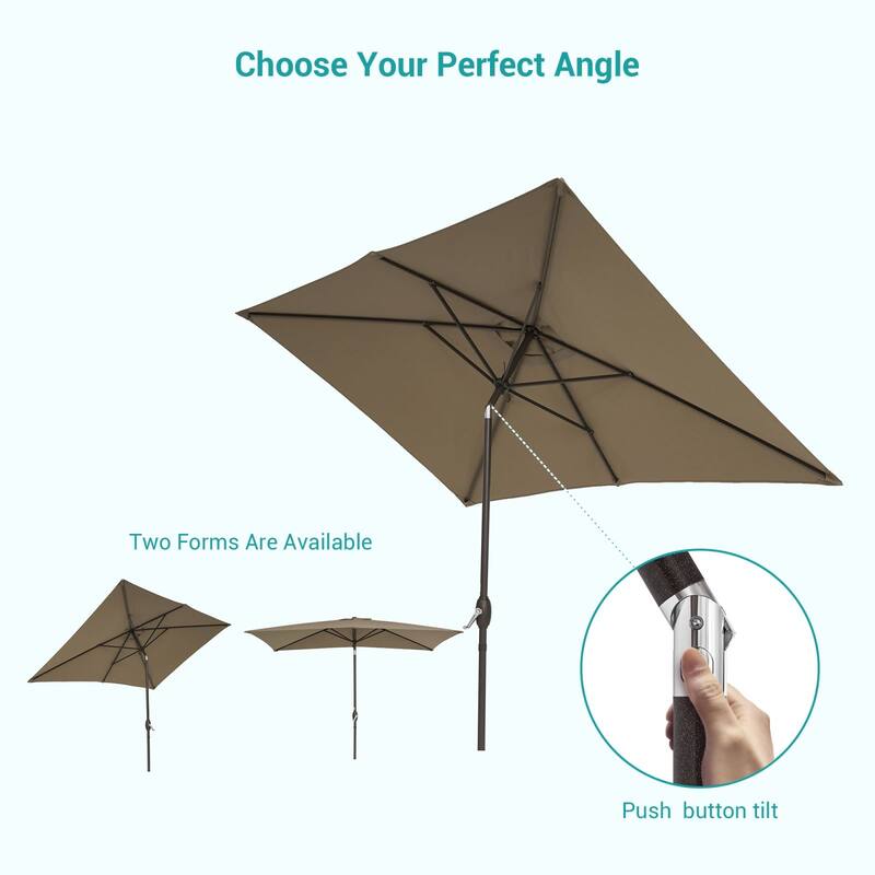Bonosuki 10x6.5ft Rectangular Aluminum Patio Market Umbrella