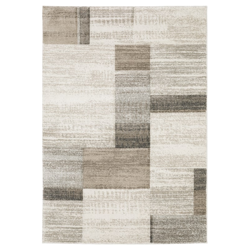 Bastia Carved Block Ivory/Gray Area Rug