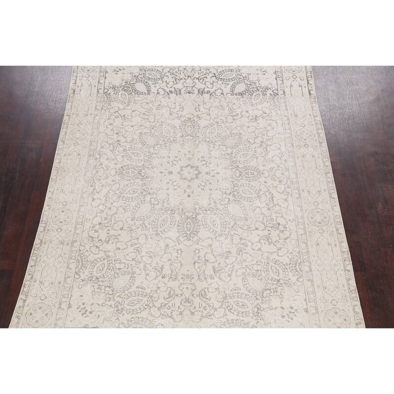 CLEARANCE Distressed Muted Tabriz Persian Wool Area Rug Handmade - 6'9" x 9'10"
