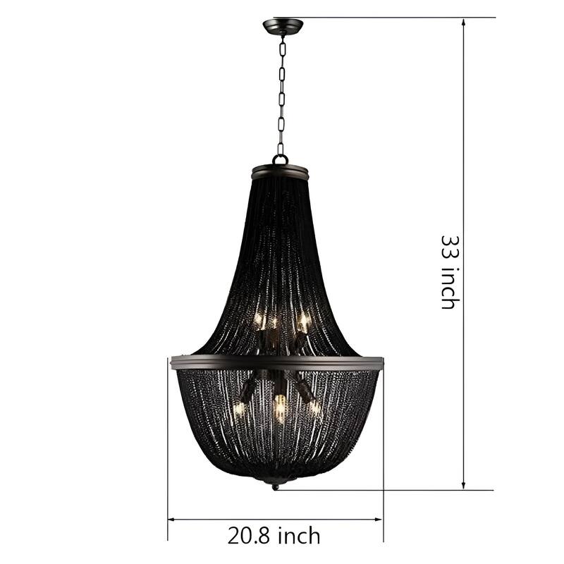 "Medieval Chainmail Pendant Light - Black Empire French Country Chandelier"