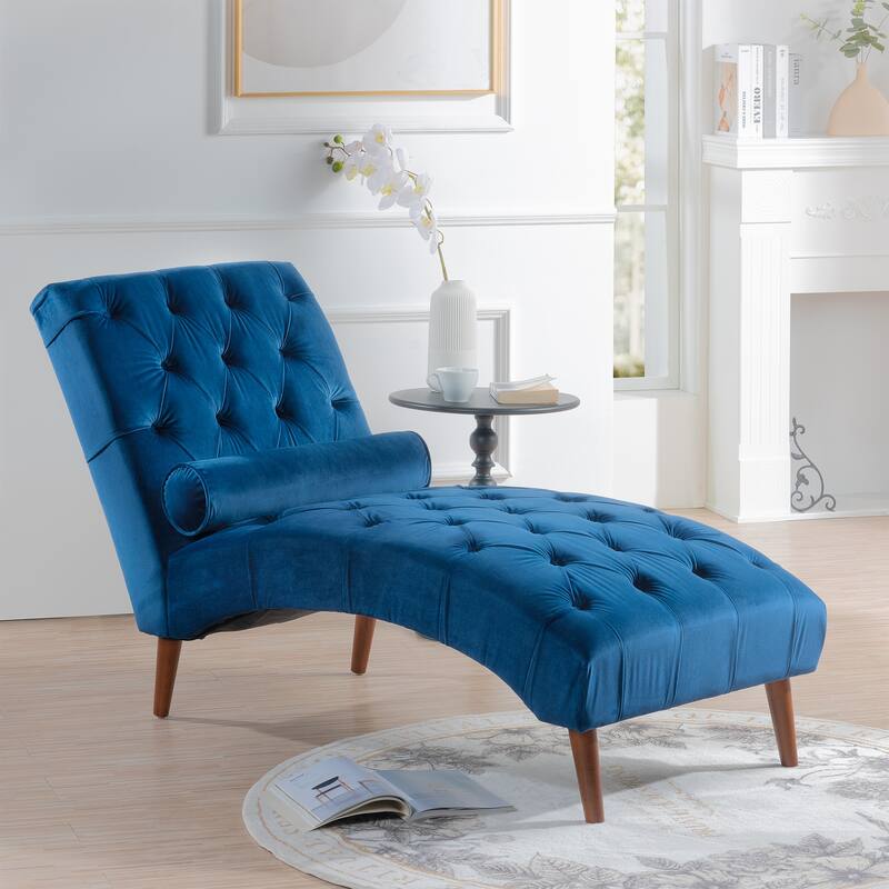 62"W Upholstered Chaise Lounge