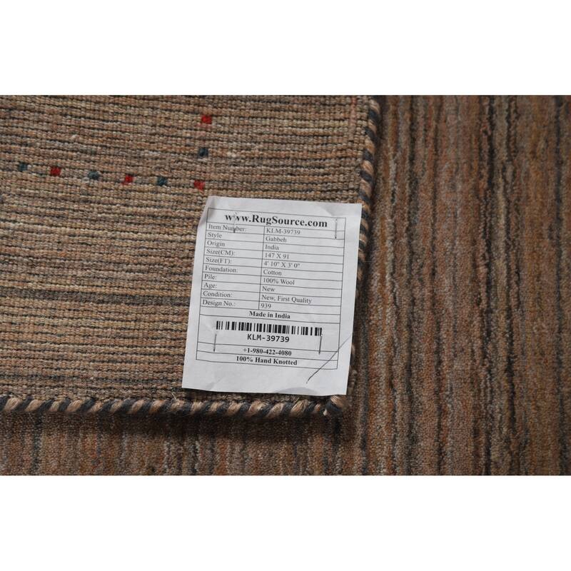Gabbeh Indian Rug Hand-Knotted Oriental Wool Carpet - 3'0" x 4'10"