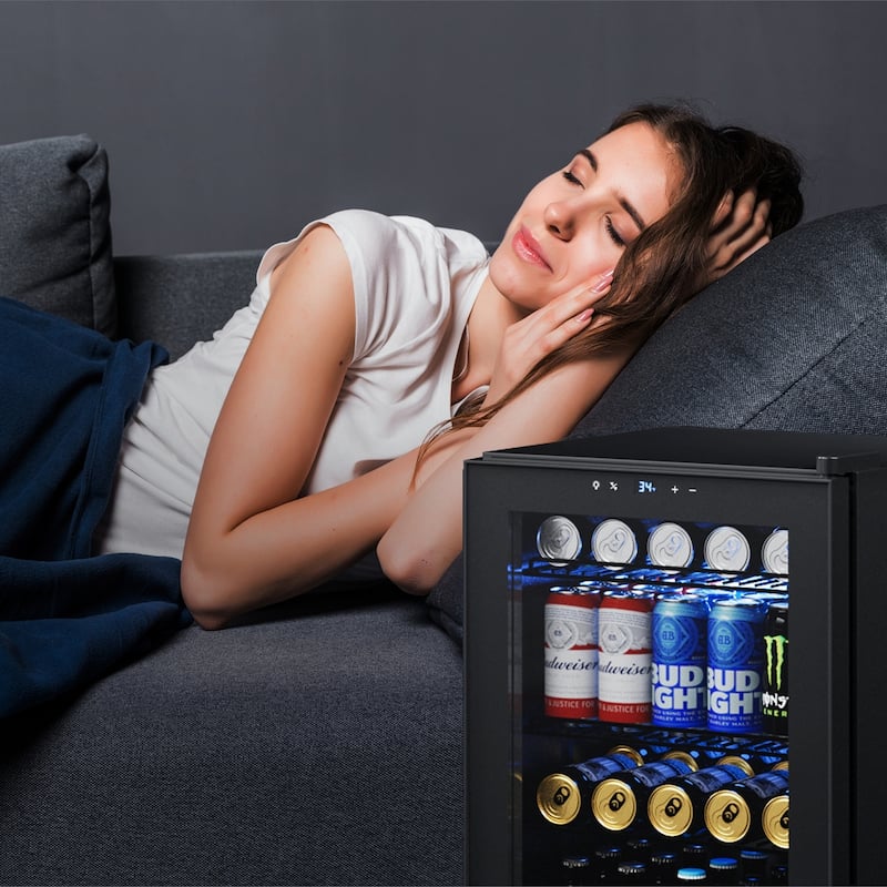 Yeego 2.2 Cu.Ft Beverage Refrigerator, Glass Door Mini Fridge with LED Light, Quiet Cooling, Adjustable Shelves