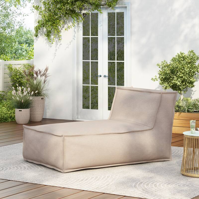 Christopher Knight Home- Harper Fabric Outdoor Bean Bag Lounger Chair - Beige_Set of 1
