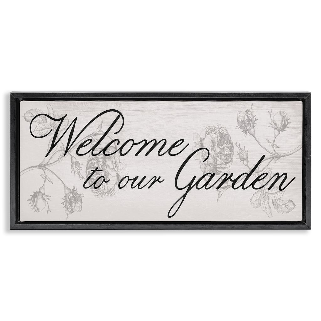 Stupell Vintage Welcome To The Garden Framed Floater Canvas Wall Art Design By Lil' Rue