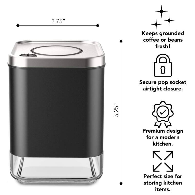 Glass Storage Container. Coffee Canister by Kaffe - Stainless Steel