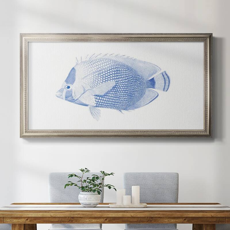 Blue & White Tropical Fish VI Premium Framed Canvas- Ready to Hang
