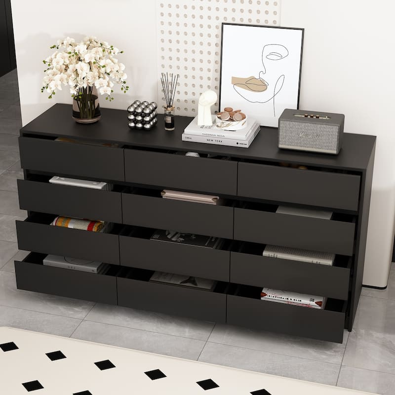 Large Floor Wood Dressers & Chest of Drawers Handle Free,Sideboard
