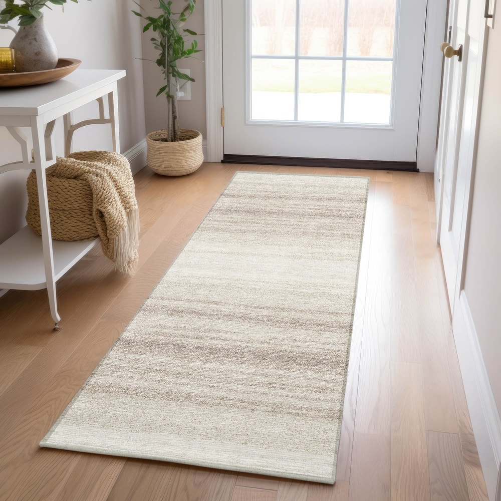 Machine Washable Indoor/ Outdoor Ombre Stripe Chantille Rug