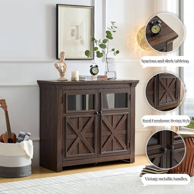 38" Bar Cabinet Large Buffet Sideboard Wine Cabinets with 2 Doors