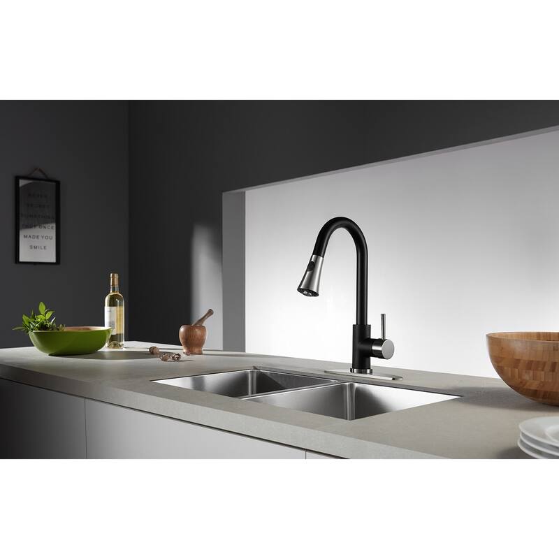Concord 1-Handle Pull-Down Kitchen Faucet - Matte Black/Polished Chrome