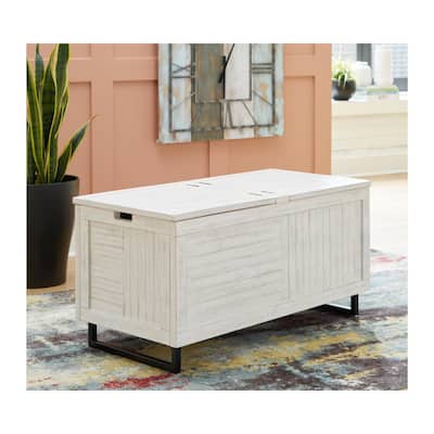 Coltport Distressed White Storage Trunk - 36"W x 18"D x 18"H