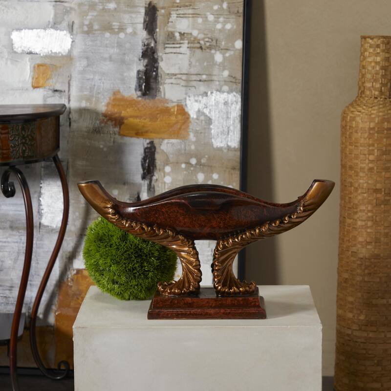 Polystone Floral Ornate Decorative Bowl - Brown - Roche River Decor