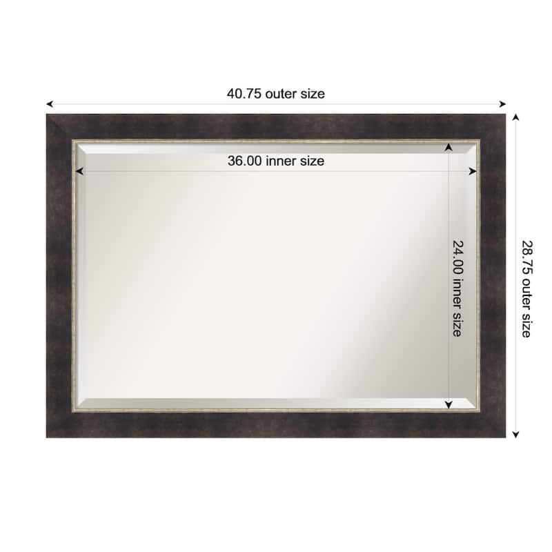 Odin Antique Bronze Beveled Wood Framed Bathroom Vanity Wall Mirror - Odin Antique Bronze - 41 x 29 in