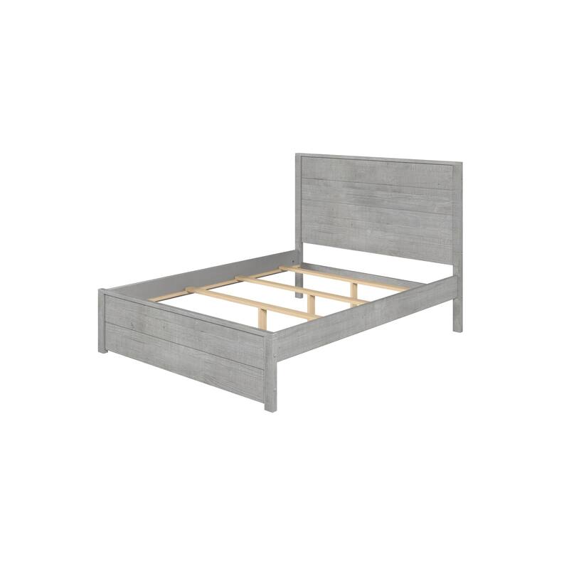 Rustic Platform Bed - Solid Wood Bed Frame with Elegant Design - 64" L x 83" W x 50" H
