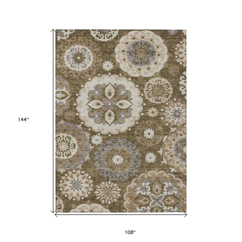HomeRoots Floral Medallion Transitional Rectangle Outdoor Rug