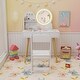 preview thumbnail 2 of 6, White Princess Makeup Dressing Desk and Chair Set with Mirror and Lights for Kids - 27.5" x 13.5" x 40"