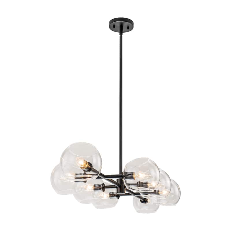 8-Light Modern Linear Clear Glass Globe Bubble Chandelier for Dining Room