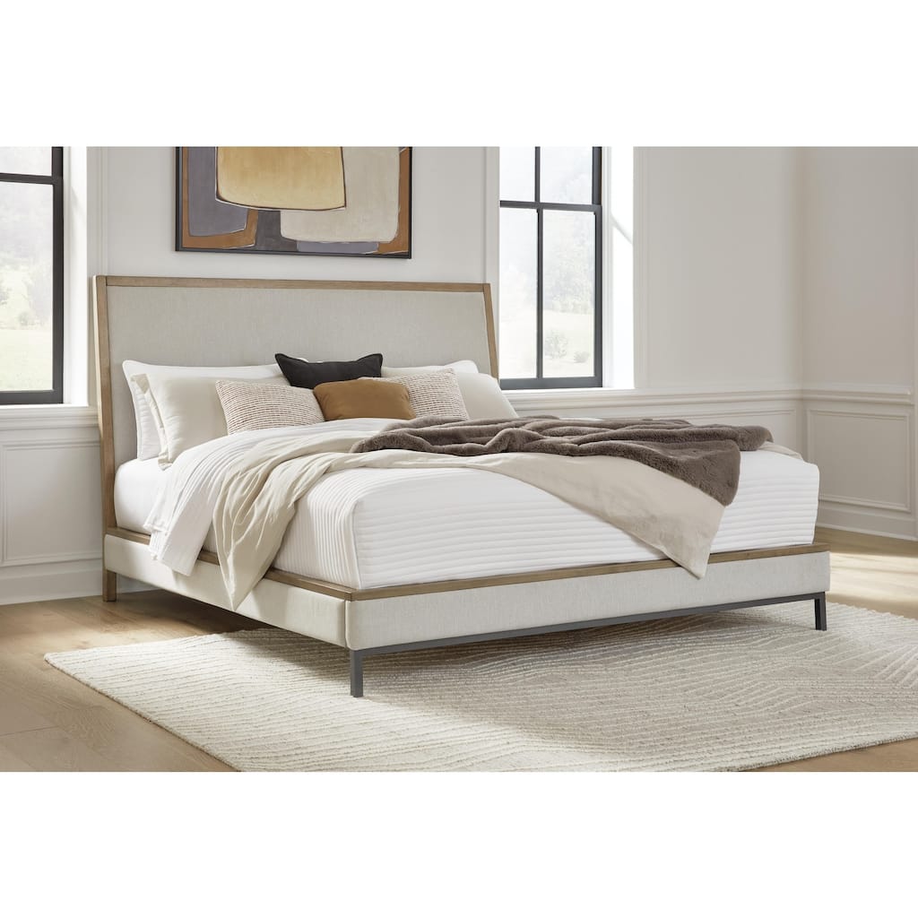 Signature Design by Ashley Tomtyn Beige/Light Brown Upholstered Platform Bed