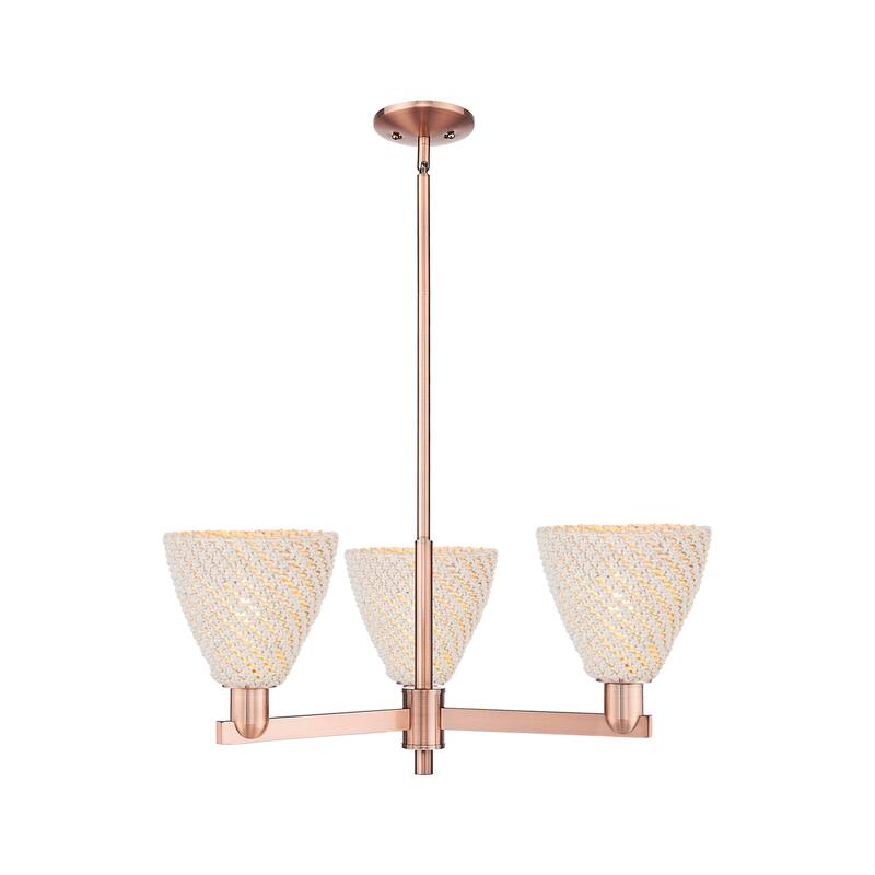 Innovations Lighting Downtown Urban - Natural Ballston Dome - 3 Light 18" Chandelier - Antique Copper