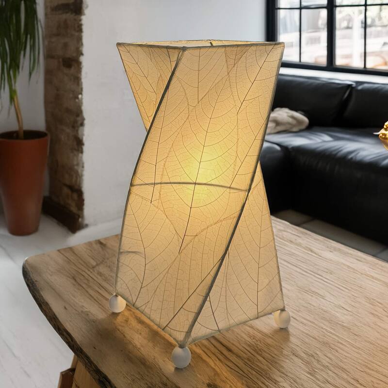Eangee Handmade Twist Table Lamp, Cocoa Leaves Shade, 8 x 8 x 18 in.