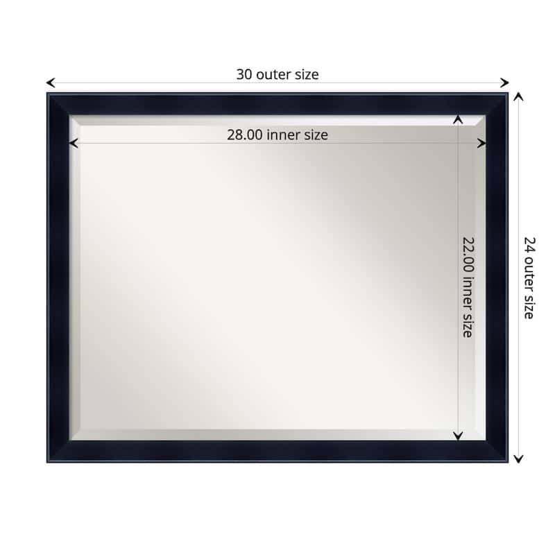 Beveled Wood Wall Mirror - Madison Black Frame - Outer Size: 30 x 24 in