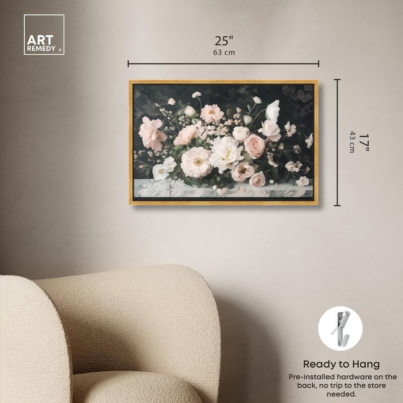 Marble and Blooms Canvas by Art Remedy