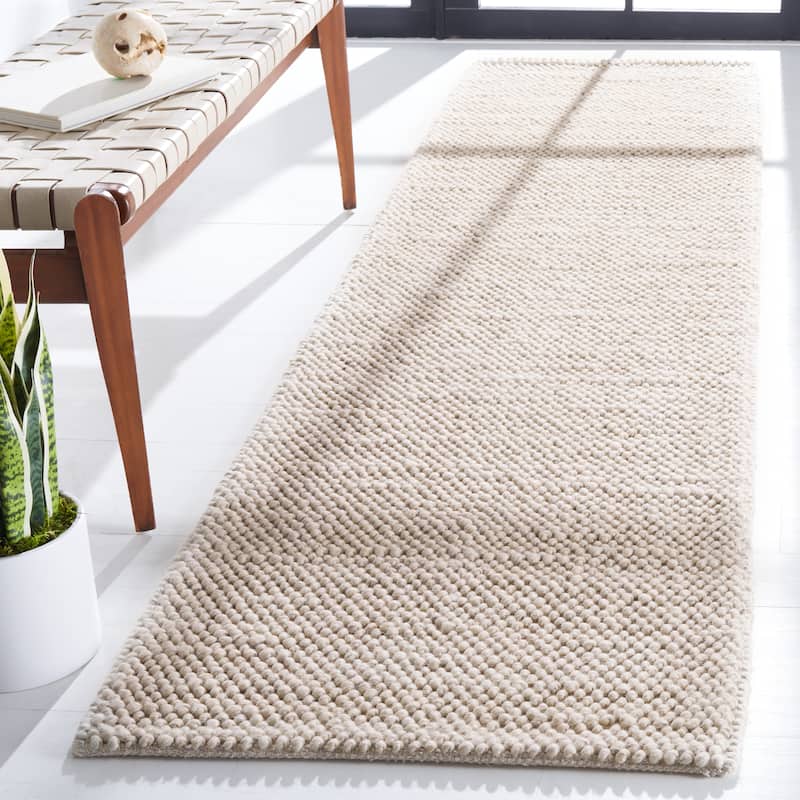 SAFAVIEH Handmade Natura Eduina New Zealand Wool Rug - 2'3" x 7' Runner - Grey/Ivory - Runner
