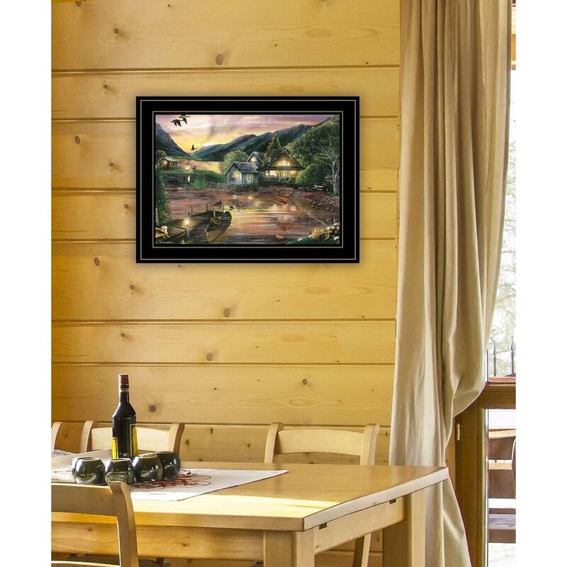 TrendyDecor4U Traditional "Lakefront Camping II" Framed Print Wall Art by Ed Wargo - Landscape