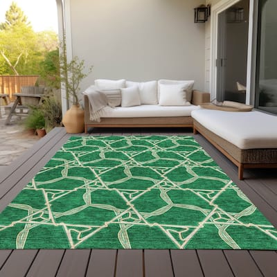 Machine Washable Indoor/ Outdoor Transitional Links Chantille Rug