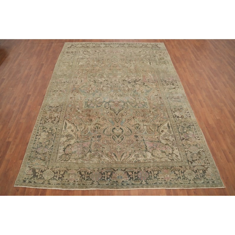 Hand Knotted Oriental 100% Wool Carpet Traditional Floral Multi-Colored Heriz Area Rug - 11' 9'' X 8' 5''
