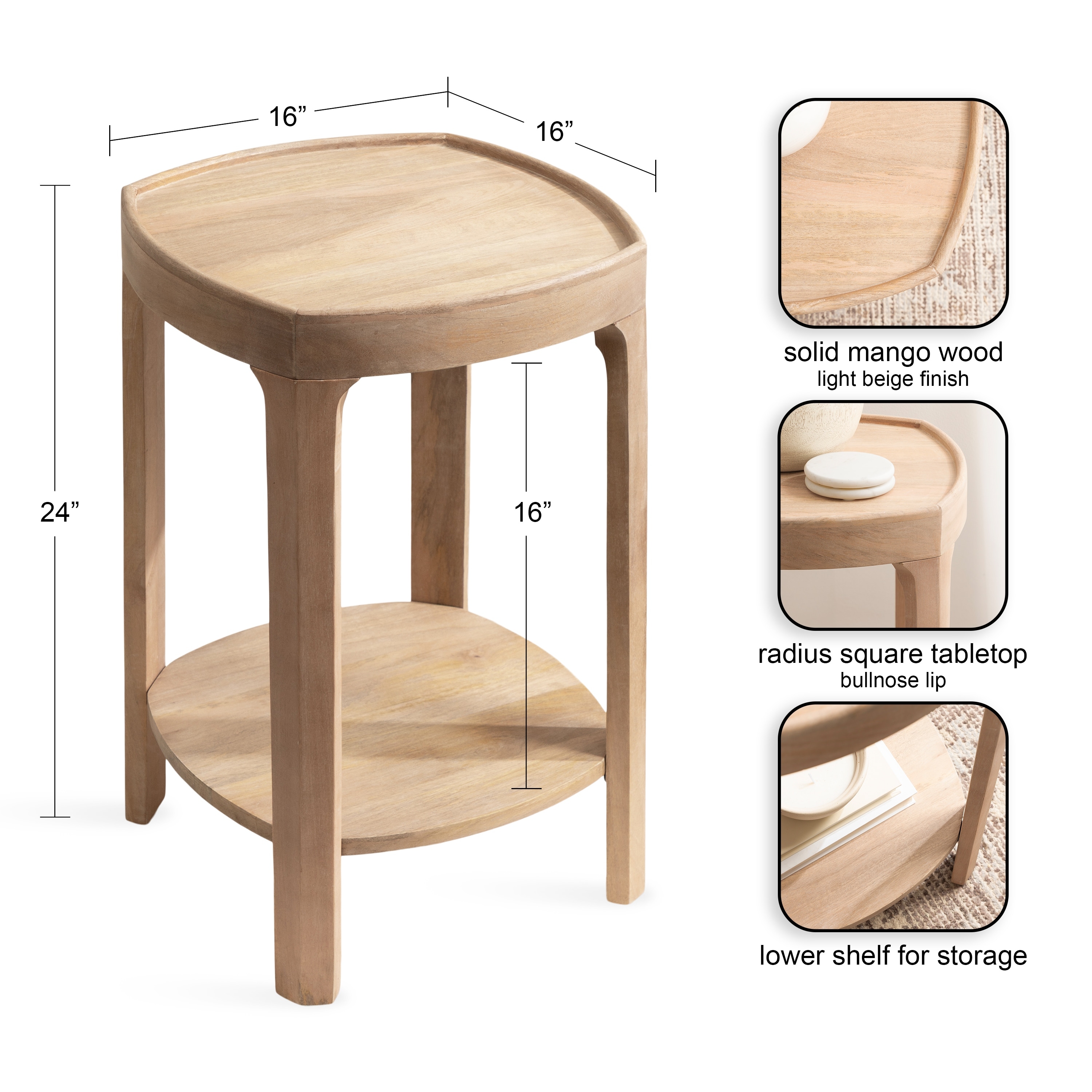 Kate and Laurel Tierney Square Side Table - Overstock - 42986622